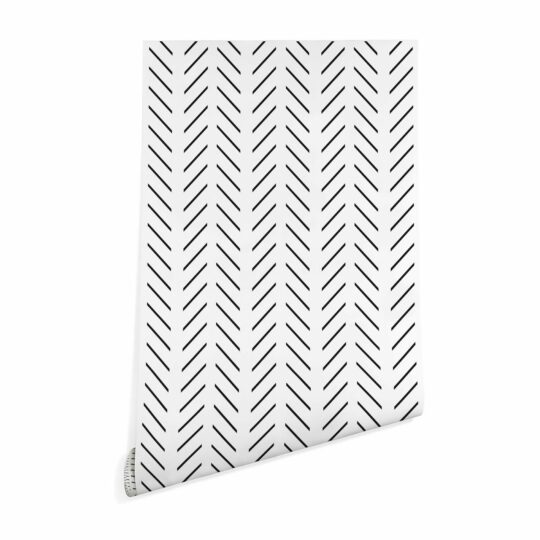 Black and white herringbone wallpaper peel and stick