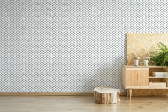 Black and white herringbone sticky wallpaper