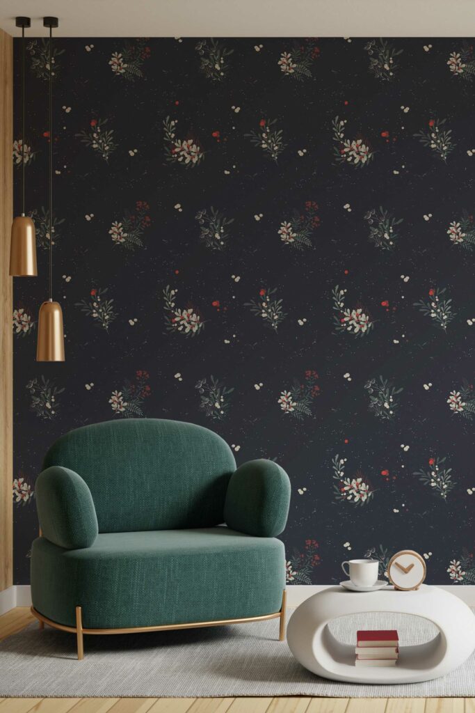 Removable wallpaper in a moody Christmas style available at Fancy Walls