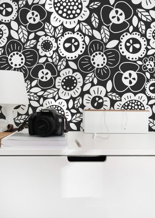 Contemporary floral peel and stick wallpaper