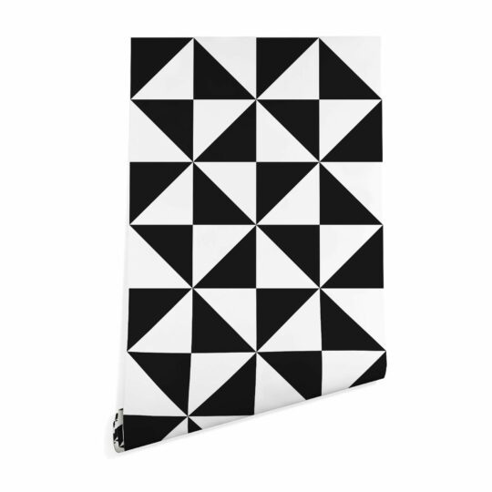 Black and white triangle peel stick wallpaper
