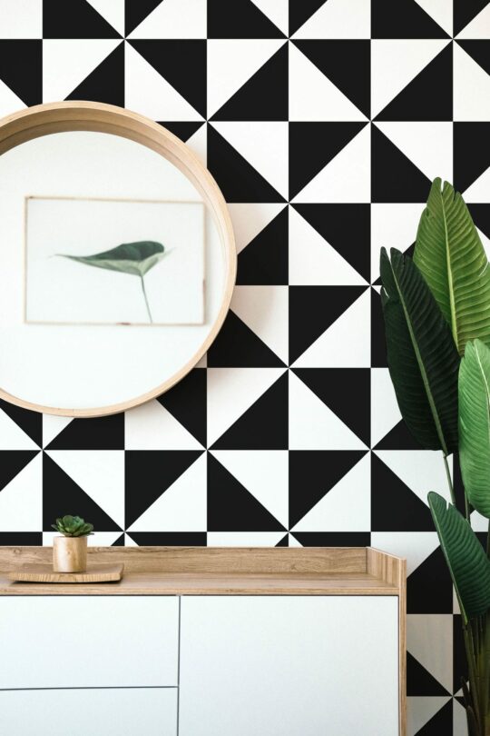 Black and white triangle sticky wallpaper