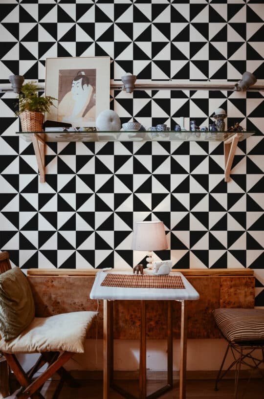 Black and white triangle peel and stick removable wallpaper
