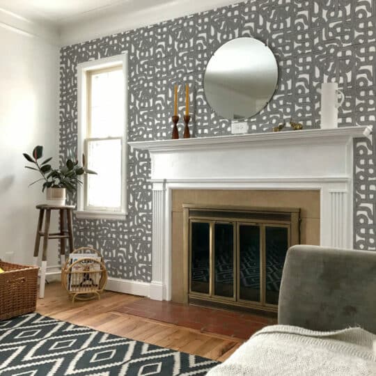 Black and white Art Deco peel and stick removable wallpaper