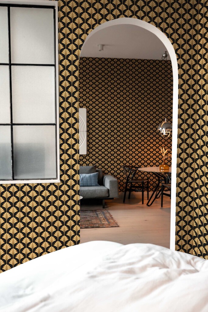 Removable floral black wallpaper by Fancy Walls in art deco style