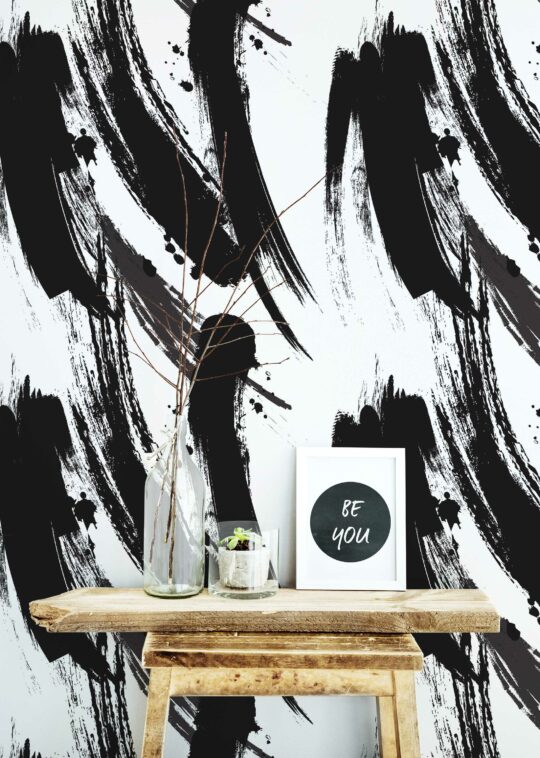 black brushstroke non-pasted wallpaper
