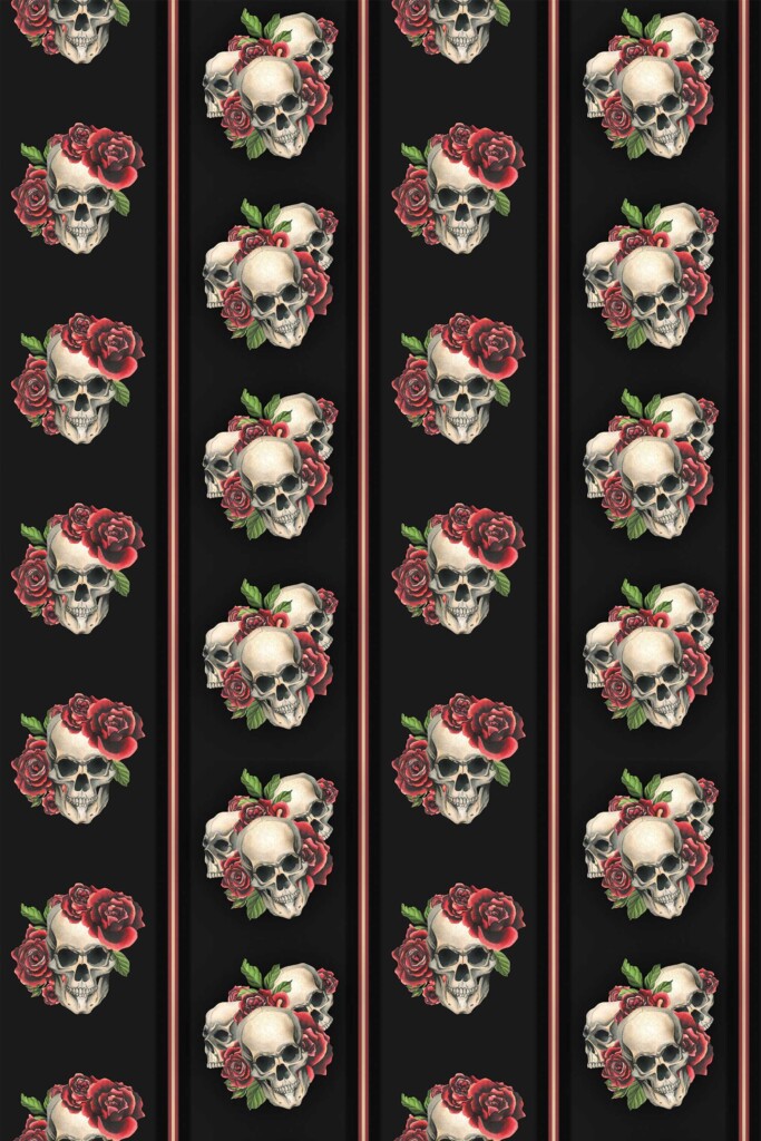 Fancy Walls removable wallpaper with black skull design for barber shop walls