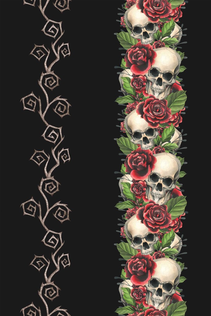 Fancy Walls black skull gothic wallpaper for walls in accent wall decor