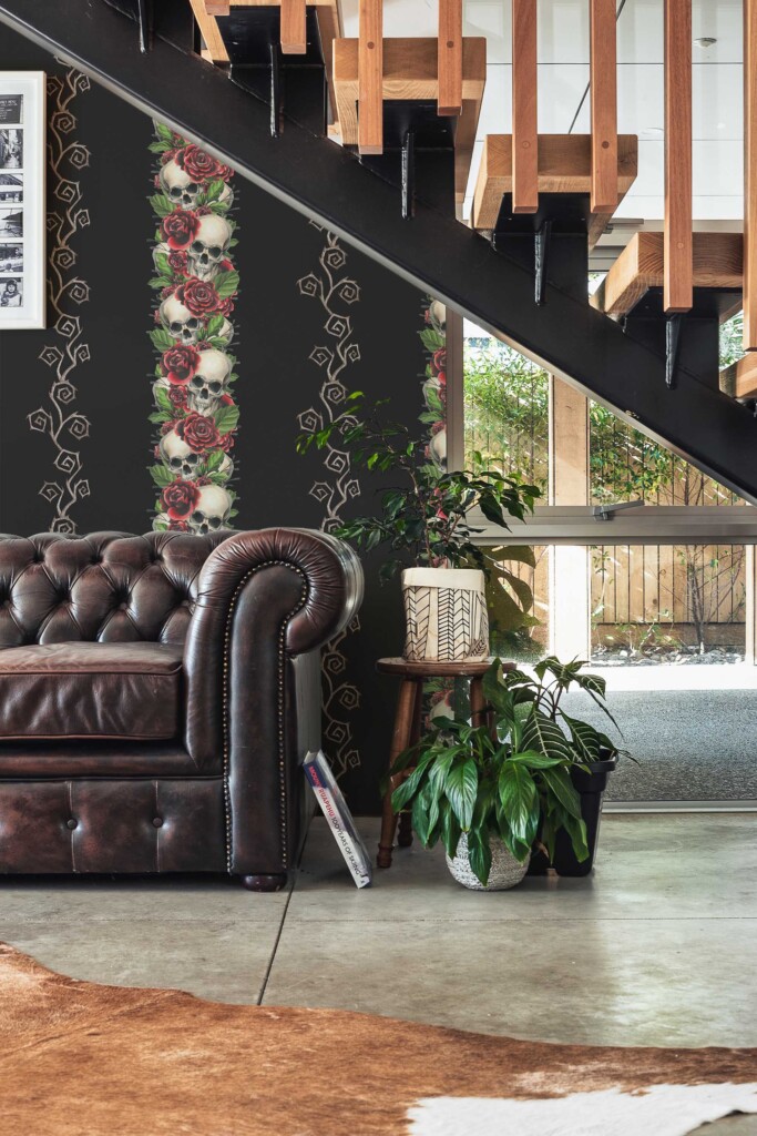 Fancy Walls self-adhesive wallpaper in black skull design for accent wall