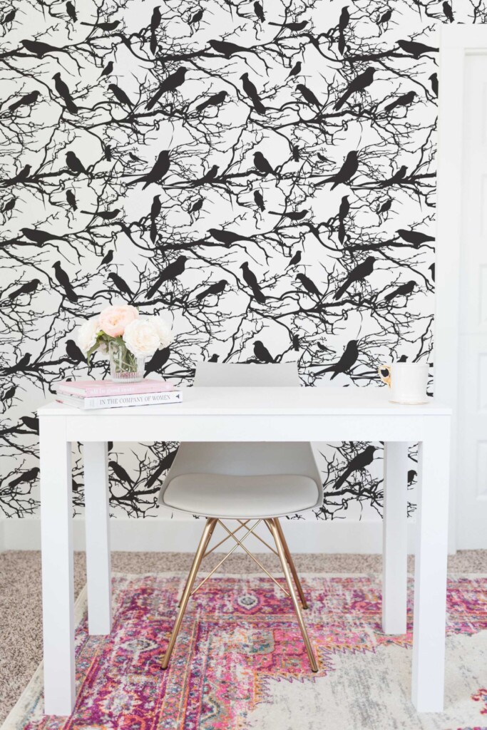 Fancy Walls twisted branch self-adhesive wallpaper with birds