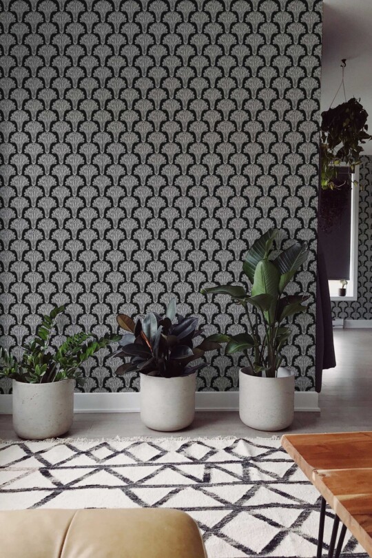 Fancy Walls removable wallpaper with black background and decorative mushrooms