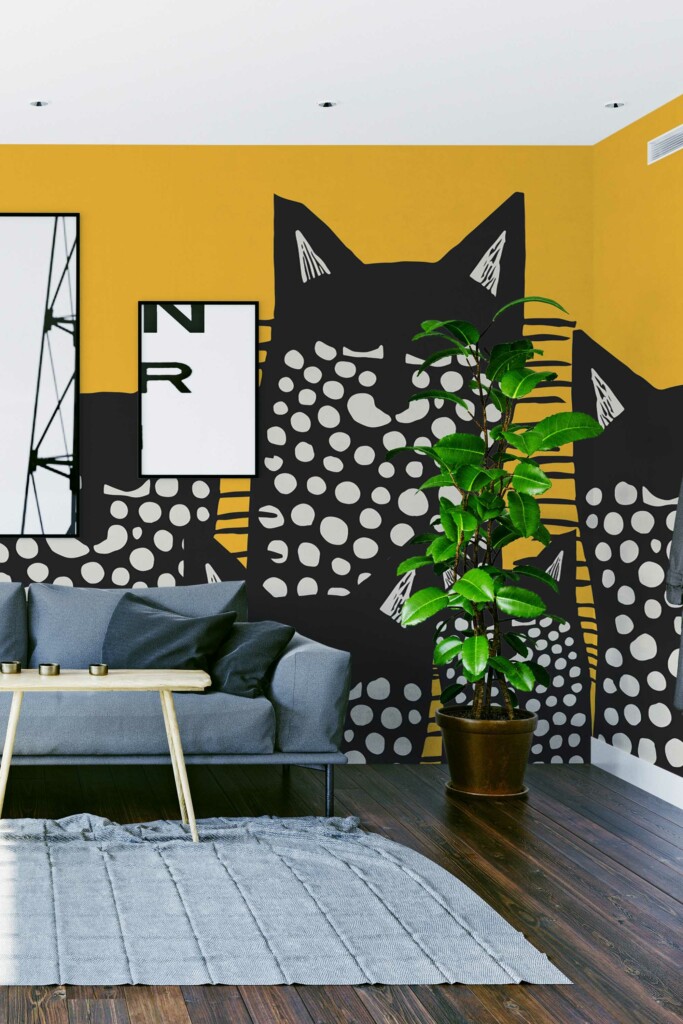 Wall mural peel and stick featuring Playful Cat design by Fancy Walls