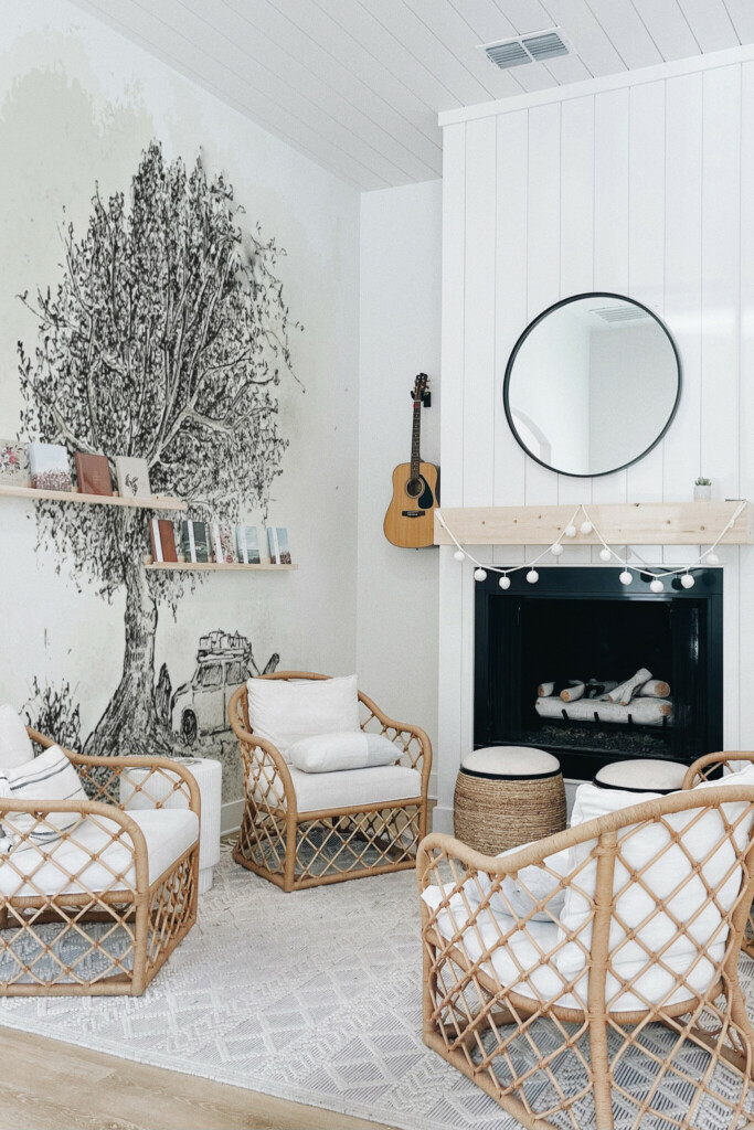 Fancy Walls peel and stick wall murals with black and white tree