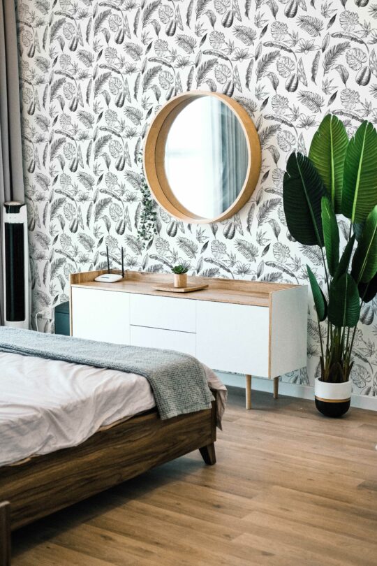 Black White Palms self-adhesive wallpaper by Fancy Walls