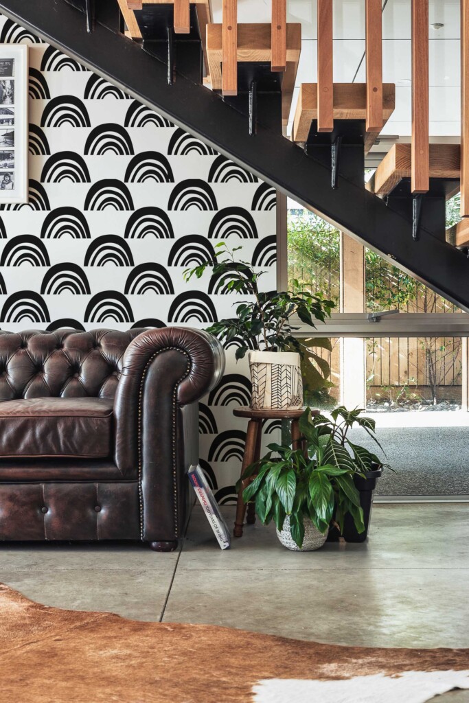 Eclectic Black and white Rainbow peel and stick wallpaper by Fancy Walls