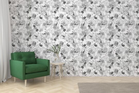 Black and white rose wallpaper for walls
