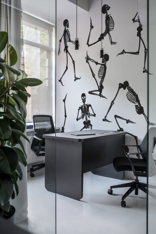 Skeleton yoga wall mural peel and stick by Fancy Walls