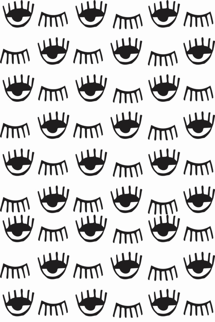 Pattern repeat of Blinking eyes removable wallpaper design