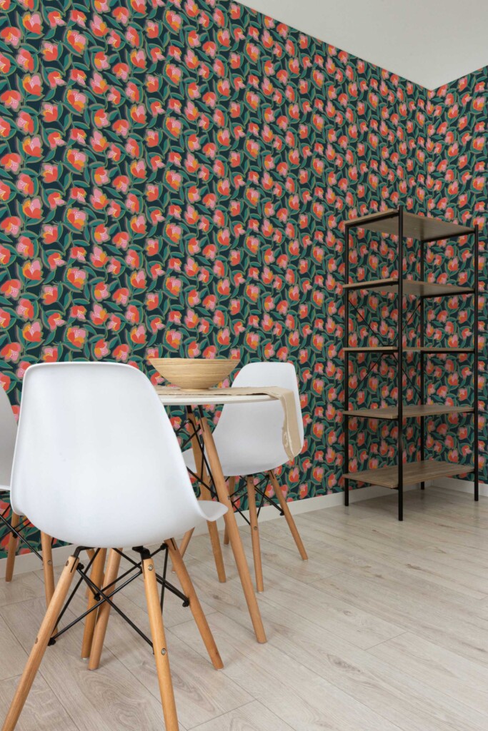 Fancy Walls Pink and Red Floral Delight removable wallpaper