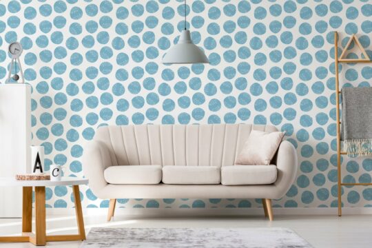 Scandinavian blue circle pattern self adhesive wallpaper