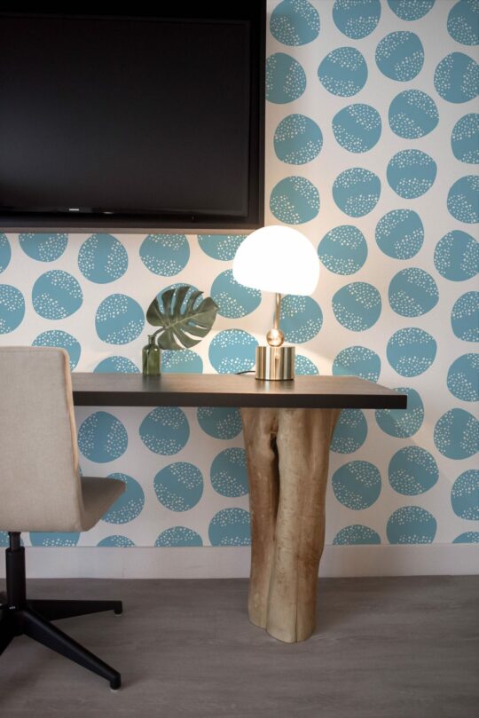 Scandinavian blue circle pattern stick on wallpaper