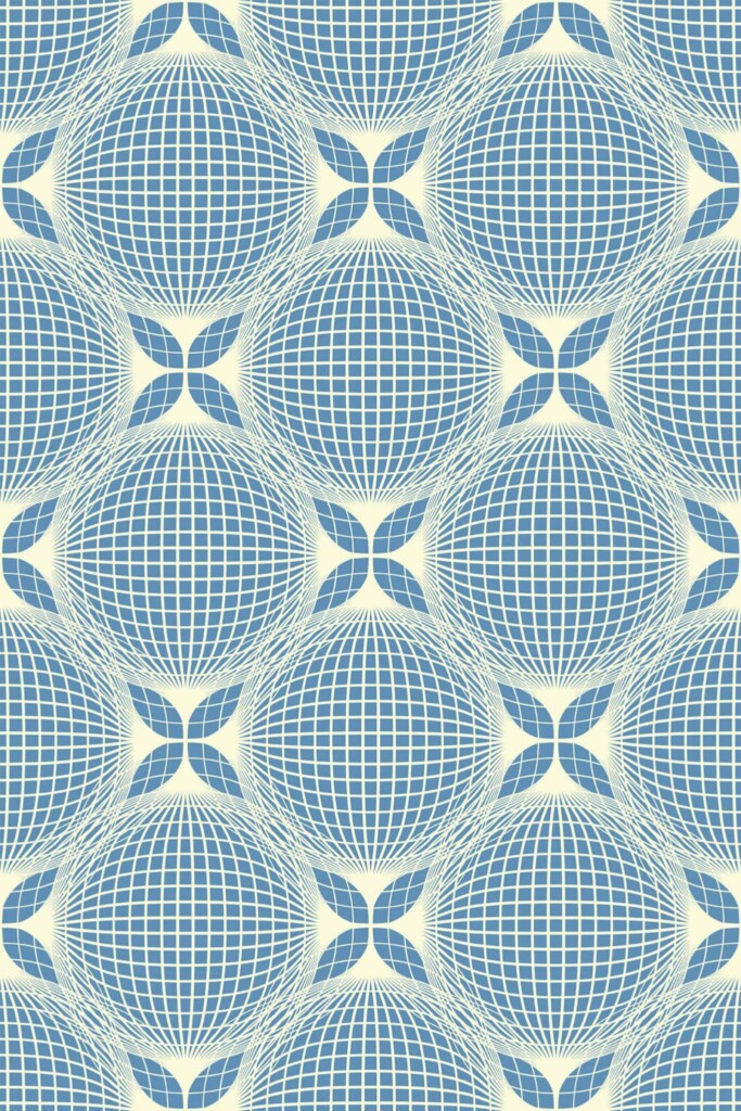 Pattern repeat of Blue abstract geometric removable wallpaper design