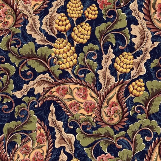 paisley blue traditional wallpaper