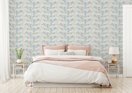 blue and green stick and peel wallpaper