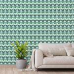 Blue and green retro wallpaper - Peel and Stick or Traditional