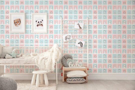 blue and pink removable wallpaper