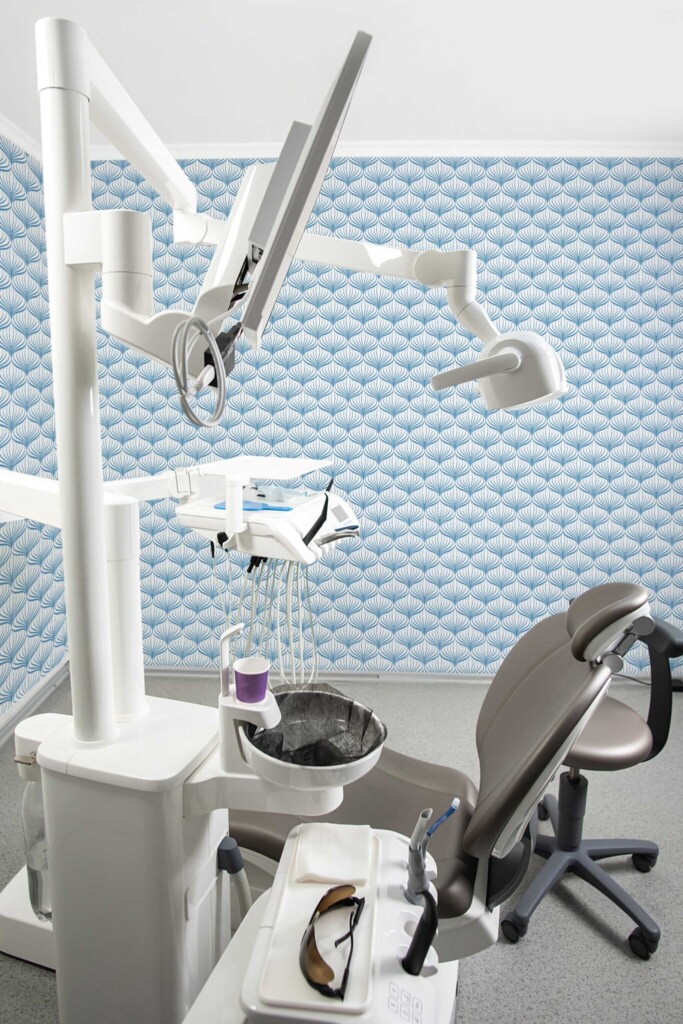 Fancy Walls removable wallpaper with blue and white line art pattern