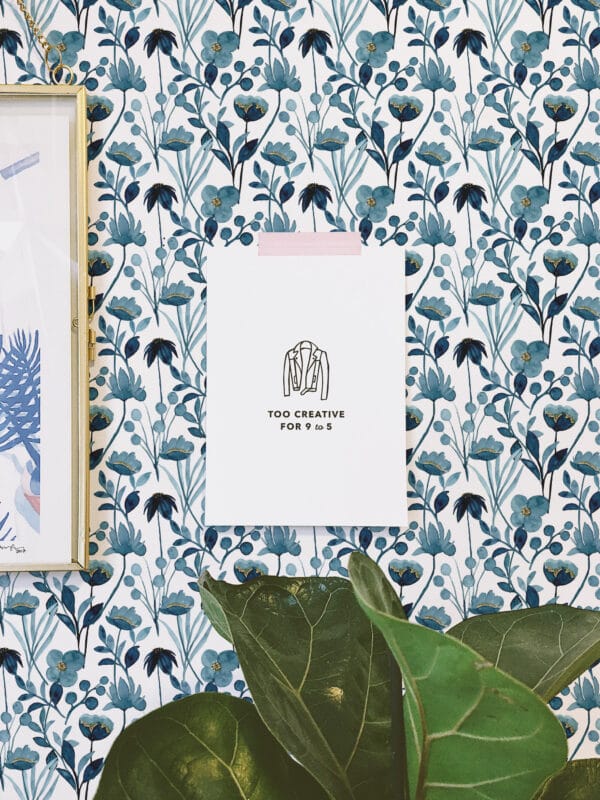 floral blue and white traditional wallpaper