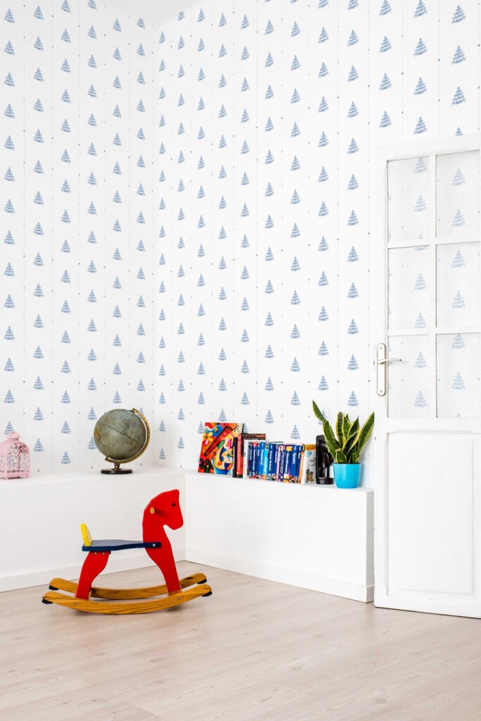 Blue and white Christmas wallpaper for walls by Fancy Walls