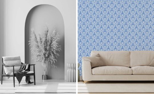 pattern blue and white traditional wallpaper