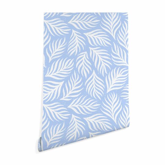 Blue and white seamless leaf temporary wallpaper