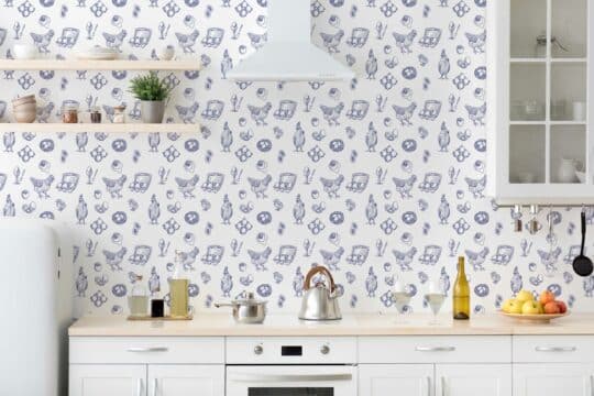 blue and white farmhouse unpasted wallpaper