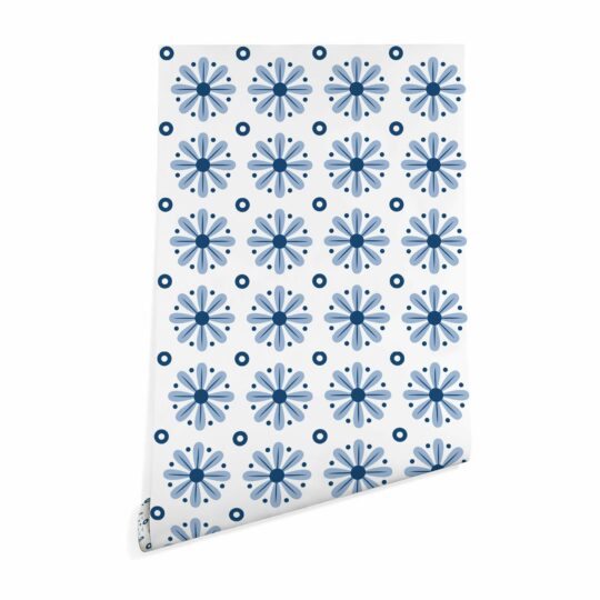 Blue floral tile effect sticky wallpaper