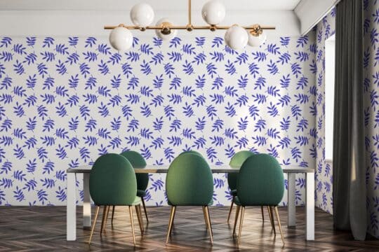 Blue seamless leaf sticky wallpaper