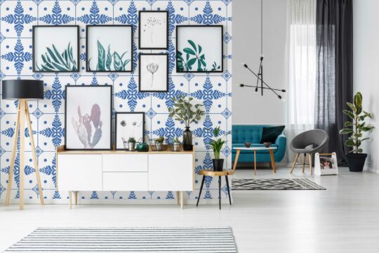blue and white blue and white unpasted wallpaper