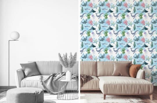 blue and white nursery peel and stick removable wallpaper