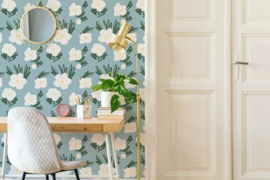 blue and white powder room peel and stick removable wallpaper