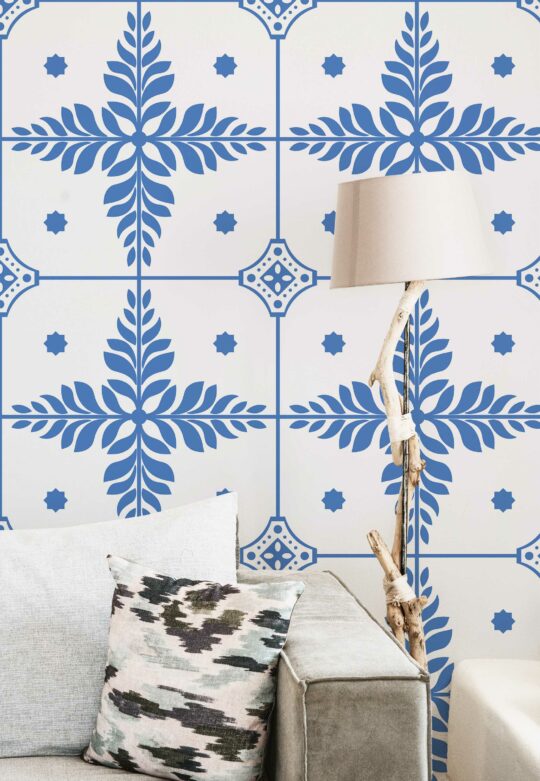 blue and white living room peel and stick removable wallpaper