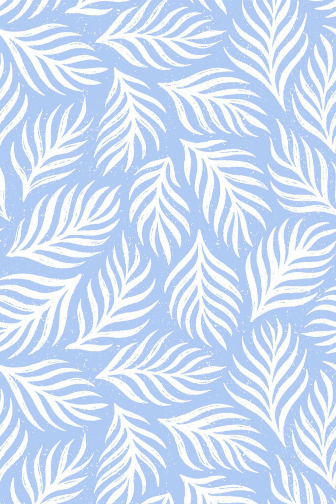 Pattern repeat of Blue and white seamless leaf removable wallpaper design