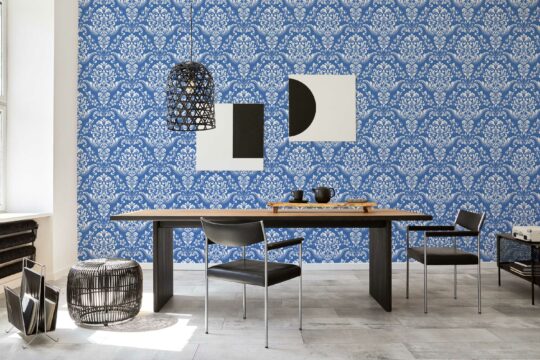 blue and white classic unpasted wallpaper