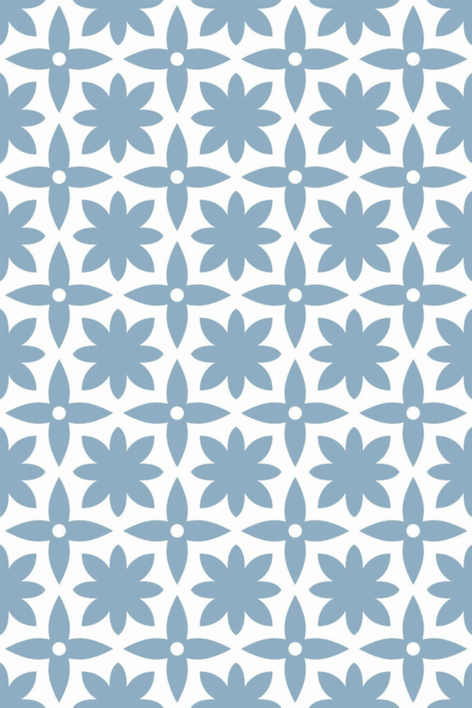 Pattern repeat of Blue and white tile removable wallpaper design