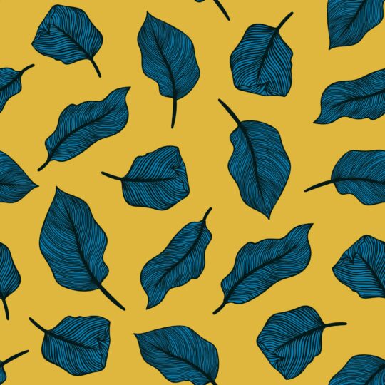 Blue and yellow aesthetic leaf removable wallpaper