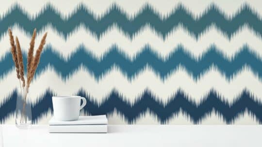 ikat blue traditional wallpaper