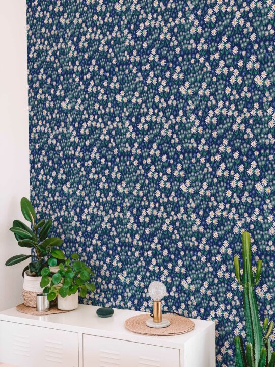 Blue Blossoms peel and stick floral wallpaper by Fancy Walls