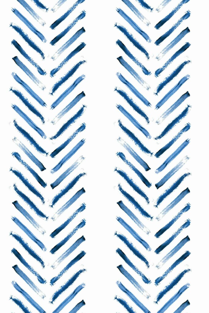 Pattern repeat of Blue Brushed Herringbone removable wallpaper design