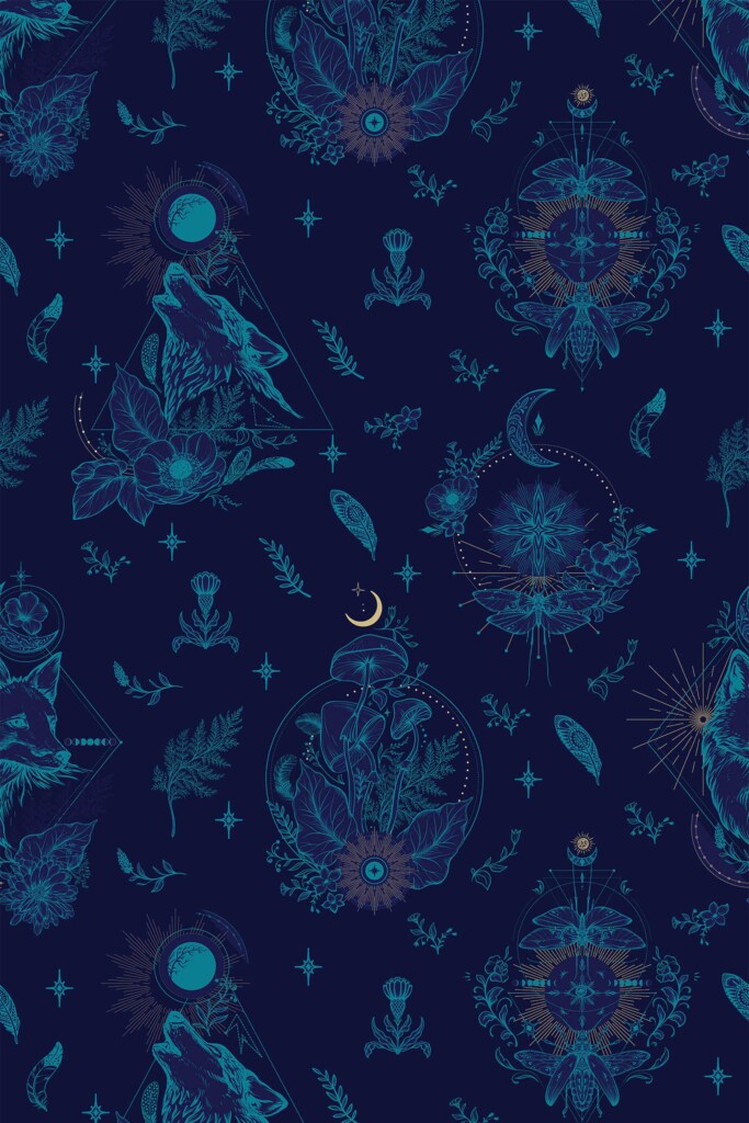 Fancy Walls blue celestial gothic wallpaper for walls in bedroom decor